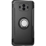 Microcase Huawei Mate 10 Yüzük Standlı Armor Silikon Tempered Cam + Kılıf