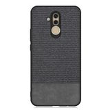 Microcase Huawei Mate 20 Lite Fabrik Serisi Kumaş ve Deri Desen Kılıf - Siyah