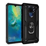 Microcase Huawei Mate 30 Lite Anka Serisi Yüzük Standlı Armor Kılıf- Siyah