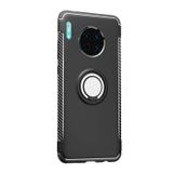 Microcase Huawei Mate 30 Yüzük Standlı Armor Silikon Kılıf - Siyah