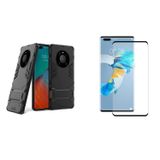 Microcase Huawei Mate 40 Alfa Serisi Armor Standlı Perfect Koruma Kılıf + 3D Tam Kaplayan Cam - Siyah