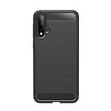 Microcase Huawei Nova 5 Pro Brushed Carbon Fiber Silikon Kılıf - Siyah