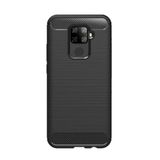Microcase Huawei Nova 5i Brushed Carbon Fiber Silikon Kılıf - Siyah