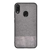 Microcase Huawei P Smart 2019 Fabrik Serisi Kumaş ve Deri Desen Kılıf - Gri
