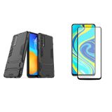 Microcase Huawei P Smart 2021 Alfa Serisi Armor Standlı Perfect Koruma Kılıf + Tam Kaplayan Cam - Siyah