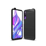 Microcase Huawei P Smart Pro 2019 Brushed Carbon Fiber Silikon Kılıf - Siyah