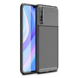 Microcase Huawei P Smart S Maxy Serisi Carbon Fiber Silikon TPU Kılıf - Siyah