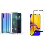 Microcase Huawei P Smart S - Y8P İnce 0.2 mm Soft Silikon Kılıf + Tam Kaplayan Çerçeveli Cam