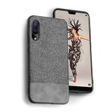 Microcase Huawei P20 Fabrik Serisi Kumaş ve Deri Desen Kılıf - Gri