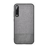 Microcase Huawei P30 Fabrik Serisi Kumaş ve Deri Desen Kılıf - Gri