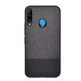 Microcase Huawei P30 Lite Fabrik Serisi Kumaş ve Deri Desen Kılıf - Siyah