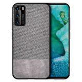 Microcase Huawei P40 Fabrik Serisi Kumaş ve Deri Desen Kılıf - Gri