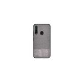 Microcase Huawei P40 Lite E / Y7P Fabrik Serisi Kumaş ve Deri Desen Kılıf - Gri