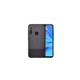 Microcase Huawei P40 Lite E / Y7P Fabrik Serisi Kumaş ve Deri Desen Kılıf - Siyah