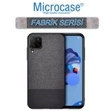 Microcase Huawei P40 Lite Fabrik Serisi Kumaş ve Deri Desen Kılıf - Siyah