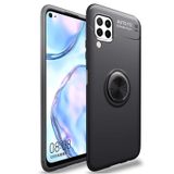 Microcase Huawei P40 Lite Yüzük Standlı Silikon Kılıf - Siyah