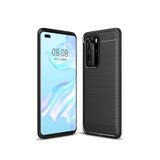 Microcase Huawei P40 Pro Brushed Carbon Fiber Silikon Kılıf- Siyah