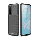 Microcase Huawei P40 Pro Maxy Serisi Carbon Fiber Silikon TPU Kılıf - Siyah