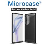 Microcase Huawei P50 Pro Brushed Carbon Fiber Silikon Kılıf - Siyah