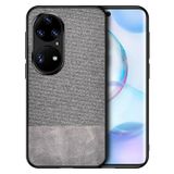 Microcase Huawei P50 Pro Fabrik Serisi Kumaş ve Deri Desen Kılıf - Gri