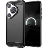 Microcase Huawei Pura 70 Pro Brushed Carbon Fiber Silikon Kılıf - Siyah AL3332
