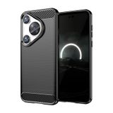 Microcase Huawei Pura 70 Pro Plus Brushed Carbon Fiber Silikon Kılıf - Siyah AL3332