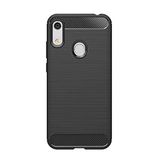 Microcase Huawei Y6 2019 Honor 8A Brushed Carbon Fiber Silikon Siyah Kılıf