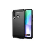 Microcase Huawei Y6P Brushed Carbon Fiber Silikon Kılıf - Siyah