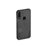 Microcase Huawei Y6P Fabrik Serisi Kumaş ve Deri Desen Kılıf - Gri