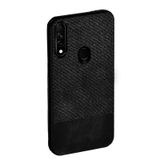 Microcase Huawei Y6P Fabrik Serisi Kumaş ve Deri Desen Kılıf - Siyah