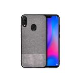 Microcase Huawei Y7 2019 Fabrik Serisi Kumaş ve Deri Desen Kılıf - Gri