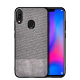 Microcase Huawei Y7 2019 Fabrik Serisi Kumaş ve Deri Desen Kılıf - Siyah