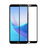 Microcase Huawei Y7 Pro 2018 Tam Kaplayan Çerçeveli Tempered Ekran Koruyucu - Siyah