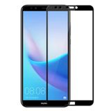 Microcase Huawei Y7 Pro Dual Sim Tam Kaplayan Çerçeveli Tempered Ekran Koruyucu - Siyah