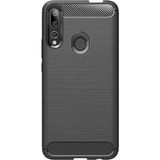 Microcase Huawei Y9 Prime 2019 Brushed Carbon Fiber Silikon Kılıf - Siyah