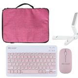 Microcase Ipad 6-7-8-9 Nesil 10.2 Inchtablet Çanta + Bluetooth Klavye + Mouse + Tablet Standı - Pembe AL8127