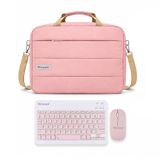 Microcase iPad Air 13 2026 ile Uyumlu Tablet Notebook Macbook Çantası + Bluetooth Klavye ve Mouse Set Pembe - AL5895