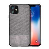 Microcase iPhone 11 Fabrik Serisi Kumaş ve Deri Desen Kılıf - Gri