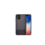Microcase iPhone 12 Fabrik Serisi Kumaş ve Deri Desen Kılıf - Siyah