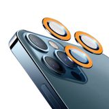 Microcase iPhone 12 Pro Max Fosfor Işıklı Kamera Camı Lens Koruyucu Halka Set - Turuncu AL2883