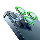 Microcase iPhone 12 Pro Max Fosfor Işıklı Kamera Camı Lens Koruyucu Halka Set - Yeşil AL2883