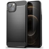 Microcase İphone 13 Brushed Carbon Fiber Silikon Kılıf - Siyah