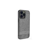 Microcase İphone 13 Pro Max Fabrik Serisi Kumaş Ve Deri Desen Kılıf - Gri