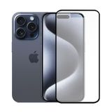 Microcase Iphone 15 Pro Tam Kaplayan Çerçeveli Tempered Ekran Koruyucu - Siyah AL3276