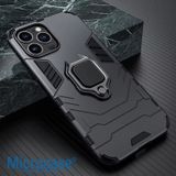 Microcase Iphone 16 ProMax ile Uyumlu Batman Serisi Yüzük Standlı Armor Kılıf - Siyah AL3349