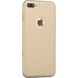 Microcase iPhone 8 Plus Premium Matte Silikon TPU Tempered Cam + Altın Kılıf