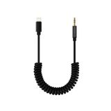 Microcase iPhone Lightning to Aux Çevirici 3.5 mm Spiral Ses Kablosu Siyah - AL2693