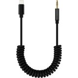 Microcase iPhone Uyumlu Lightning To Aux Çevirici 3.5 mm Spiral Ses Kablosu Siyah - AL2693