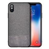 Microcase iPhone X - XS Fabrik Serisi Kumaş ve Deri Desen Kılıf - Gri