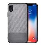 Microcase iPhone XR Fabrik Serisi Kumaş ve Deri Desen Kılıf - Gri